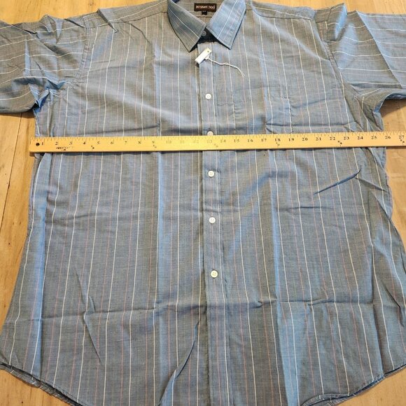 Botany 500 Shirt Vintage Button Down Short Sleeve Blue Pinstriped‎ 17.5 NEW NWT - Picture 10 of 11